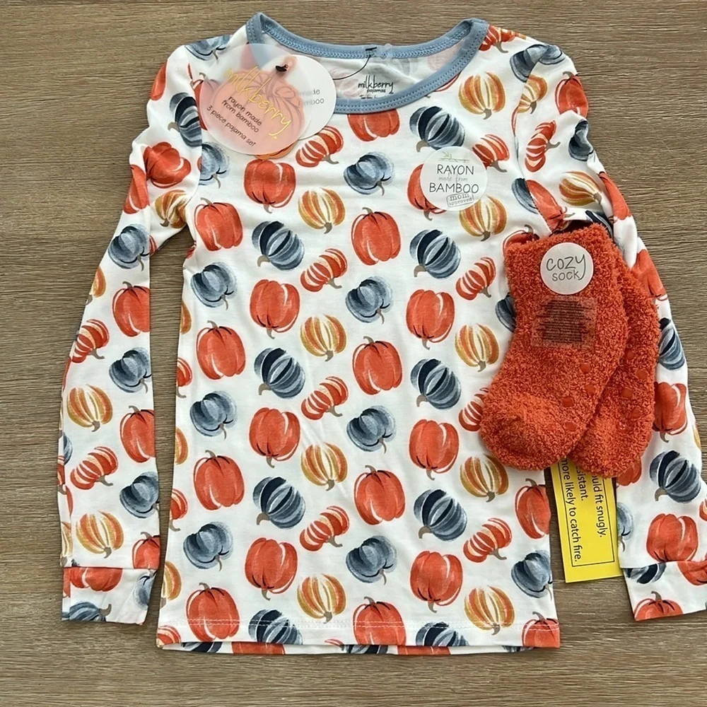 🎃 Milkberry Toddler Boy Girl Bamboo Pajama Set Pumpkins 12 18 months